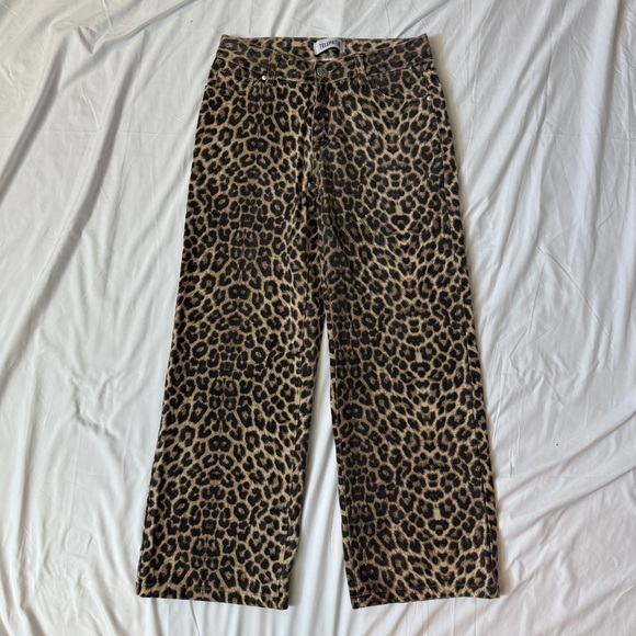 Denim - Leopard Print Flare & Wide Leg Jeans